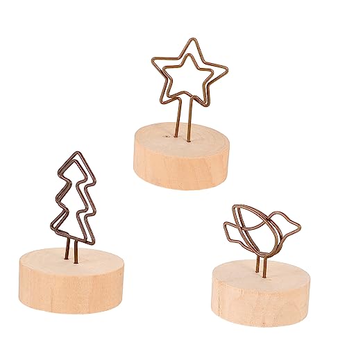 Sewroro 15 Stück Teiliges Holz Memo Clips mit Basis für Notizen und Fotos Vintage Design für Büro und Zuhause für Menühaltungen Tischdekoration und Kreative Präsentation von Sewroro
