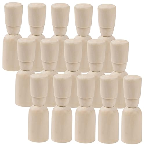 Sewroro 15 Stück Teiliges Unbemalte Holzfiguren zum Basteln DIY Peg Dolls für Kreative Malprojekte Geeignet für Verschiedene Dekorationen von Sewroro
