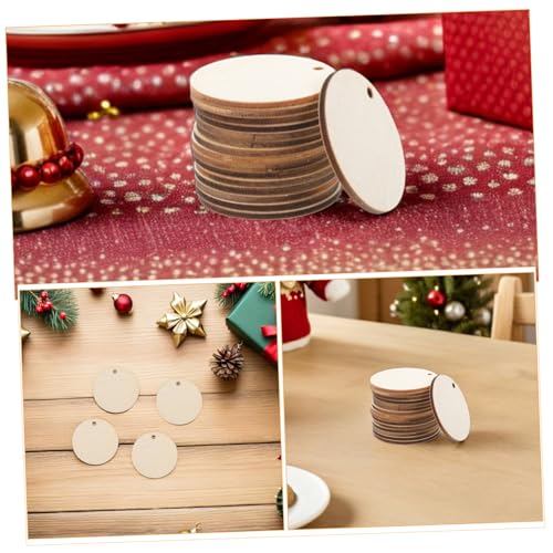 Sewroro 150 Stück Holzscheiben mit Rundloch für DIY Basteln Holzanhänger Blanko Holzrohlinge zum Bemalen Dekoration Holzanhänger für Handwerk Holzdekoration von Sewroro