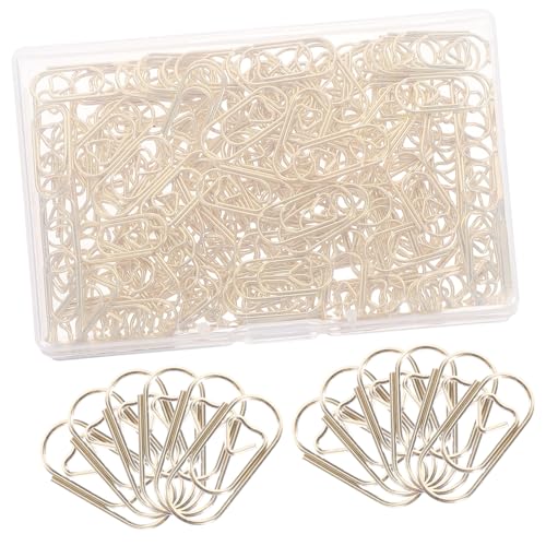 Sewroro 150 Stück Mini-Liebes-Büroklammern Papierklemmen Papierklammern große Clip scrapbooking zubehör büroartikel ordner Dokumentenklammern aus Metall süße Büroklammern Golden von Sewroro