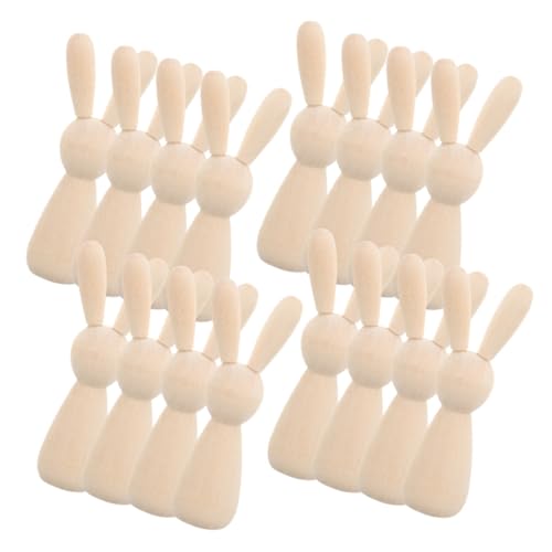 Sewroro 16 Stück Teiliges DIY Holz kaninchen Figuren Naturbelassene Mini Holzhasen mit Glatten Kanten Robustes Material Handgefertigte Osterdeko und Wohnaccessoires zum Bemalen und von Sewroro