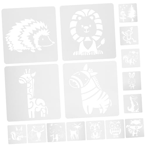 Sewroro 16 Stück Teiliges Malvorlagen Tiere Wiederverwendbare Pet Schablonen für Robuste Transparente Bastelschablonen für DIY Kunstprojekte Scrapbooking Grußkarten und Wandgestaltung von Sewroro