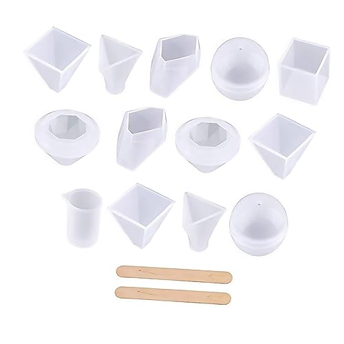 Sewroro 18 Stück Teiliges DIY Silikonform Set mit Messbechern und Rührstäbchen Gießen für Dekorationen und Kunstprojekte Einfach zu Verwenden und Wiederverwendbar von Sewroro