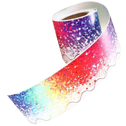 Sewroro 1Rolle Bunte Grenzaufkleber für Kreative Dekoration Selbstklebende Randverkleidung für Klassenzimmer und Partys Wellenmuster von Sewroro