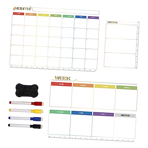 Sewroro 1Satz Magnetisches Planungsboard Abwischbarer Monatsplaner für Kühlschrank mit Farbstiften und Radiergummi für Notizen und Aufgabenlisten Praktische von Sewroro