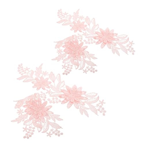 Sewroro 2 Paare Bestickte Blumen Applikationen Spitze für Hochzeitskleider Polyester Lace Besatz für Diy Projekte Dekoratives Band zum Nähen Zartem Rosa von Sewroro