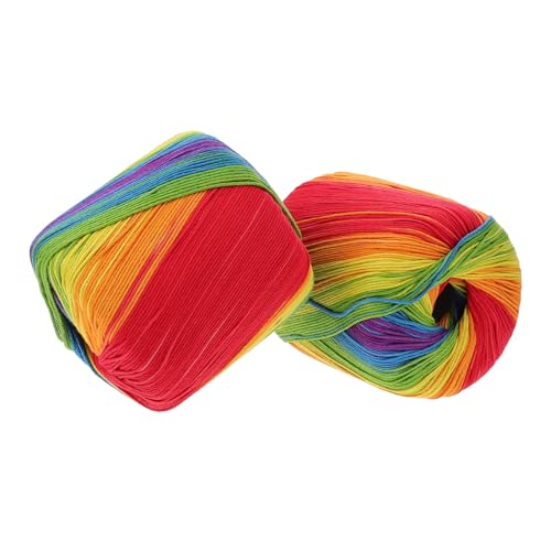 Sewroro 2 Rollen Baumwoll Garn Farbverlauf DIY Häkelgarn Strickgarn Weich Hautfreundlich Waschbar für Handarbeiten Stricken Häkeln für Anfänger und Bastler von Sewroro