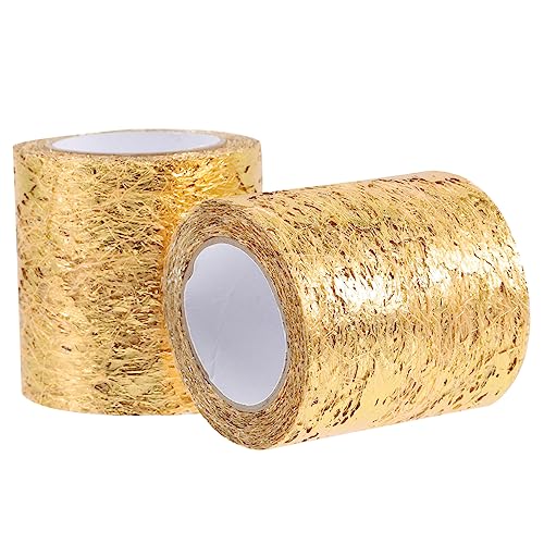 Sewroro 2 Rollen Gold Mesh Tüllband DIY Bastelmaterial für Blumenverpackung Geschenkbänder Tischdekoration Gold von Sewroro