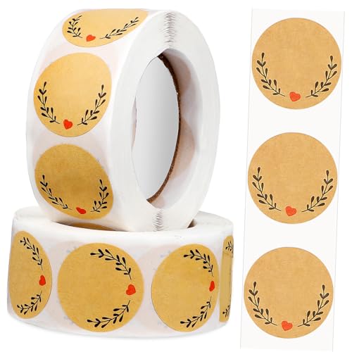 Sewroro 2 Rollen Runde Kraftpapier Sticker Selbstklebende Etiketten für DIY Backen Einmachgläser Verpackungsbeutel mit Dekorativen Designs für Verschiedene Anlässe von Sewroro