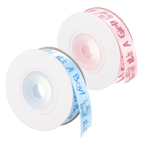Sewroro 2 Rollen Satin Geschenkband für Taufe Blau Schleifenband DIY Bastelband für Party Dekoration Jungen Mädchen Geschenkverpackung von Sewroro