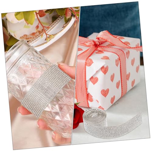 Sewroro 2 Rollen Selbstklebende Strassbänder Reihen Silberner DIY Rhinestone Tape Breit für Geschenkverpackung Kleidung Scrapbooking Dekoration Kunsthandwerk von Sewroro