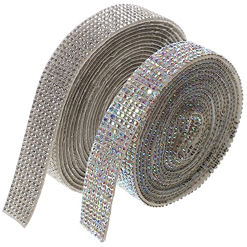 Sewroro 2 Rollen Selbstklebendes Strassband Kristallsteine Glitzerndes DIY Rhinestone Dekoband Zuschneidbar Langlebig Vielseitig für Schuhe Kleidung Handy und Bastelprojekte Geeignet von Sewroro