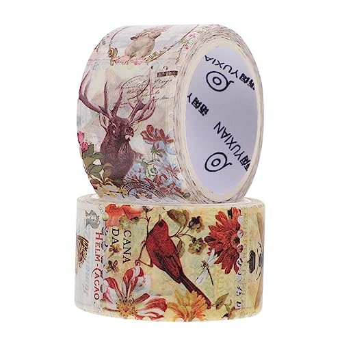 Sewroro 2 Rollen Vintage Washi Tape Dekorative Klebebänder mit Briefmarken Motiven für Scrapbooking Notizbücher und DIY Kunstprojekte Wald Insekten von Sewroro