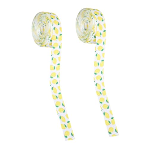 Sewroro 2 Rollen Zitronen Dekoband Frühlingskranzband Deko Bastelband Deko Geschenkband Blumen Verpackungsband Geschenkband Band Bastelband von Sewroro