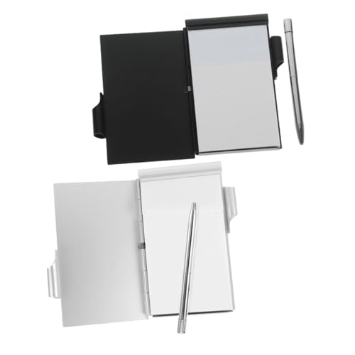 Sewroro 2 Sätze Stilvolles Aluminiumlegierung Notizbuch Mini Pocket Notizblock mit Integriertem Stift Robustes Tragbares Schreibheft für Büro Schule Studenten Lehrer Schwarz und Silber Sewroro 2 Sätze Stilvolles Aluminiumlegierung Notizbuch Mini Pocket Notizblock mit Integriertem Stift Robustes Tragbares Schreibheft für Büro Schule Studenten Lehrer Schwarz und Silber von Sewroro