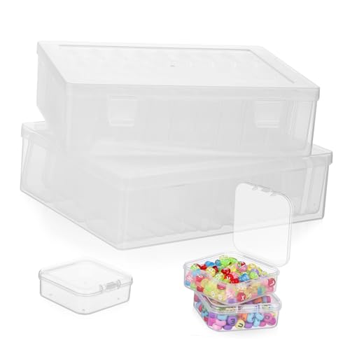 Sewroro 2 Sätze Transparente Organizer Box Kleine Aufbewahrungsboxen für Bastelbedarf Stapelbare Kunststoff Behälter für Schmuck und Kleine Gegenstände von Sewroro