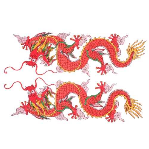 Sewroro 2 Stück Diy Dragon Patch Rote Drachen Aufnäher für Kleidung Jeans und Taschen Hochwertige Bügel und Nähapplikationen für Designs und Kreative Projekte von Sewroro