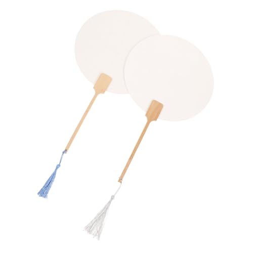 Sewroro 2 Stück Diy Handfächer Bastelset zum Bemalen Vielseitiger Runder Handfächer mit Dickem Holzgriff Unbemalt für Kreative Malprojekte Bühnenrequisit und Geschenkideen von Sewroro