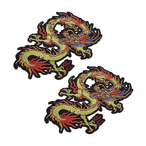 Sewroro 2 Stück Drachen Stickerei Aufnäher Dekorative Aufnäher Stoffkunst Stickerei Dekorationsset Drachen Patch Stickflicken Kleidungsflicken Stoffaufkleber Für Kleidung Zum von Sewroro