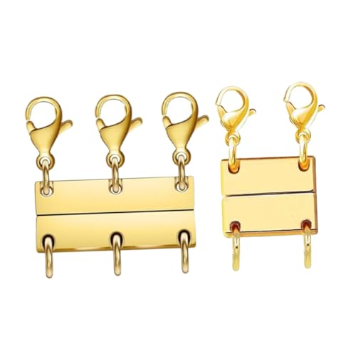 Sewroro 2 Stück Goldene Clipse für Schichtlook Sicherheitsverschluss mit Antiverwicklungsfunktion für Damenhalsketten und Armbänder von Sewroro