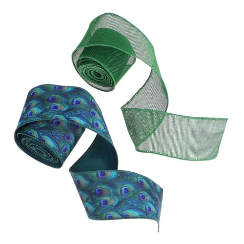 Sewroro 2 Stück Grüne Polyester Drahtkantenband Pfauenmuster Breit Vielseitig für Weihnachtsdeko Kränze Schleifen und Diy Blumendekorationen Sewroro 2 Stück Grüne Polyester Drahtkantenband Pfauenmuster Breit Vielseitig für Weihnachtsdeko Kränze Schleifen und Diy Blumendekorationen von Sewroro