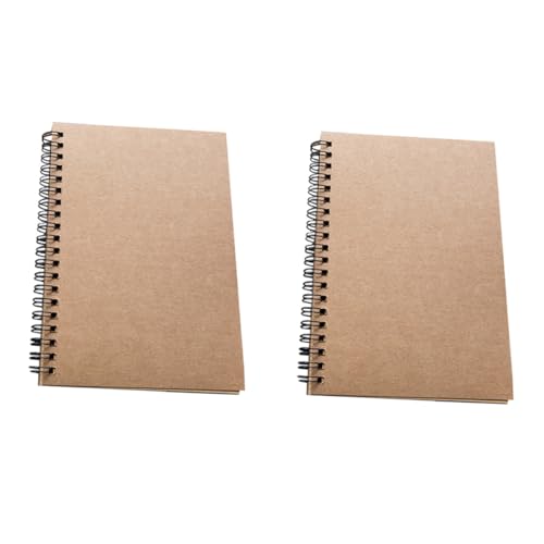 Sewroro 2 Stück Kraftpapier Skizzenbuch Spiralbindung Blanko Notizbuch Vintage Design zum Zeichnen Malen DIY für Jugendliche von Sewroro