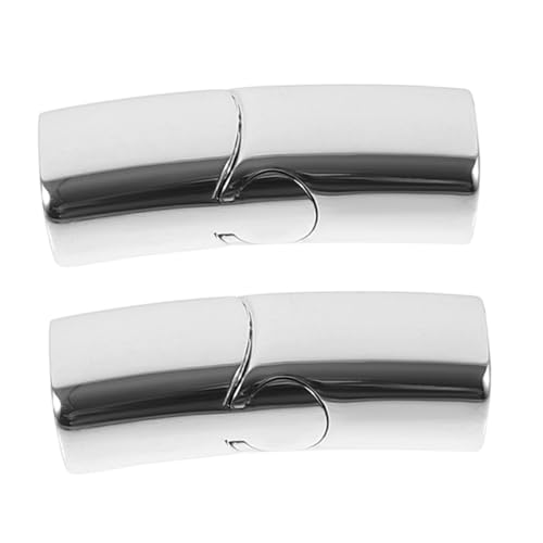 Sewroro 2 Stück Magnetverschluss für Schmuckherstellung Flache Endkappen für Lederbänder Sicherer Kettenverschluss für Armbänder und Silberfarben von Sewroro