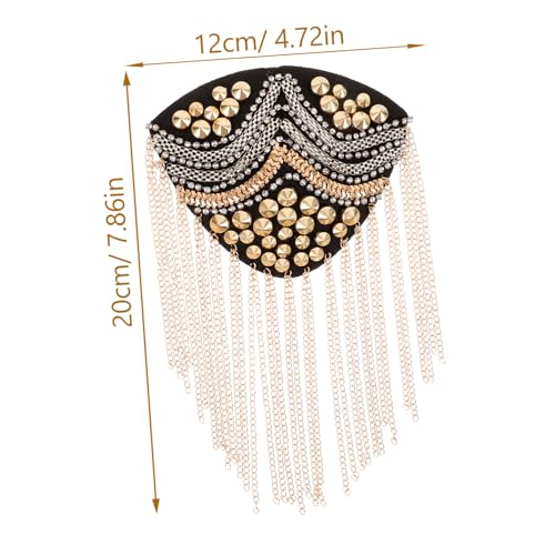 Sewroro 2 Stück Punk Schulterklappen mit Nieten und Tassel Kette Dekorative Schulter Epauletten Auffälliges Modeaccessoire für Partys und Bühnenauftritte Schwarz goldener Look von Sewroro