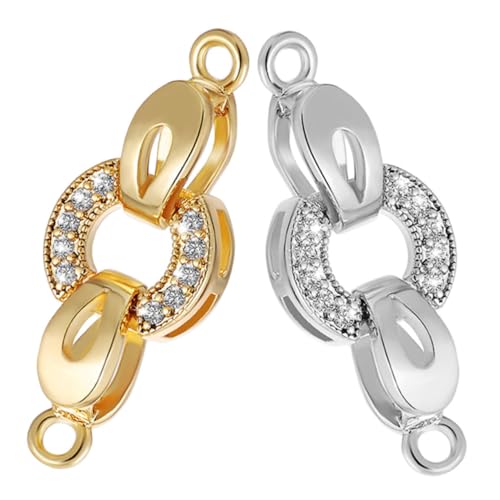 Sewroro 2 Stück Schmuckverschluss Gold Silber Farbige Endverbinder für Armbänder Halsketten DIY Schmuckherstellung Leicht zu Montieren Farbbeständig für Handgemachte Geschenkideen von Sewroro