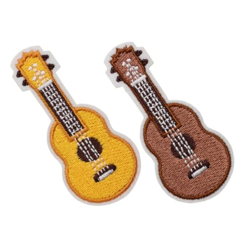 Sewroro 2 Stück Teiliges Bestickte Gitarren Aufnäher aus Strapazierfähigem zum Aufnähen und Aufbügeln Praktische DIY Kleidungspatches für Jacken Taschen Hüte Schuhe und Bastelprojekte von Sewroro