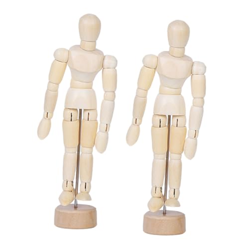 Sewroro 2 Stück Teiliges Bewegliche Holz gelenkpuppen Gelenke Flexible Holzfiguren für Skizzieren Zeichnen Desktop Deko Solide Holzkunst Handgefertigt Langlebig von Sewroro