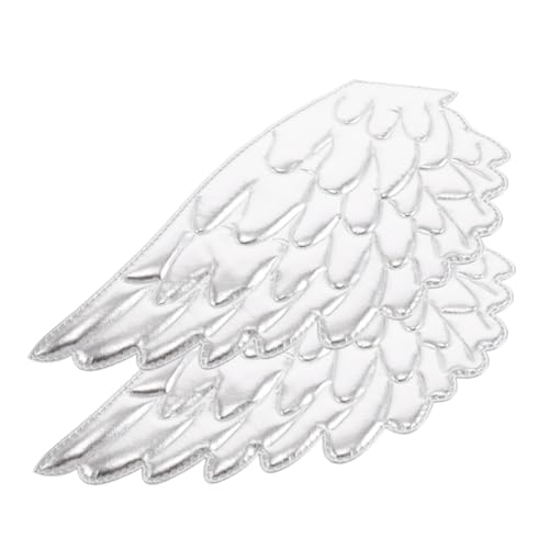 Sewroro 2 Stück Teiliges Dekorative Engel Flügel Aufnäher für Kleidung und Taschen Silberne Applikationen zum Aufbügeln Große Patches für Diy Bastelprojekte und Promkleider von Sewroro