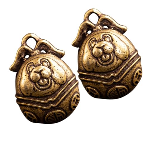 Sewroro 2 Stück Vintage Messing Hasen Glocken Anhänger DIY Schlüsselanhänger für Taschen und Rucksäcke Kreative Deko für Handwerk und Garten von Sewroro