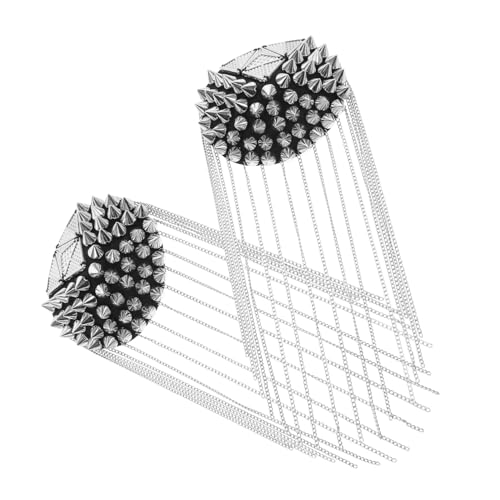 Sewroro 2 Stück Vintage Punk Quasten Schulter Epauletten Metall Nieten Schulterabzeichen Herren Damen Kostüm Dekoration Auffällige Ketten Applikationen Robust Langlebig von Sewroro