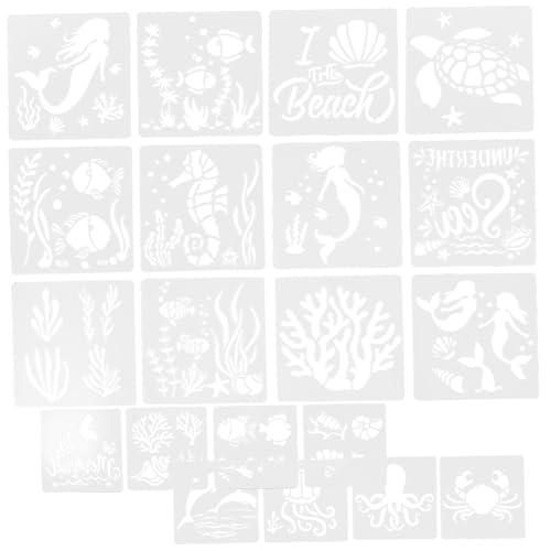 Sewroro 20 Blatt Teiliges Meeresbewohner Schablonen Wiederverwendbar Waschbar DIY Zeichenschablonen für Familien Kreative Wandgestaltung Scrapbooking Kunsthandwerk von Sewroro