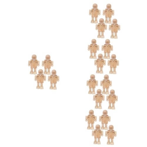 Sewroro 20 Stck. Teiliges Verstellbare Holzroboter Figuren aus Hochwertigem Holz DIY Bemalbare Unvollendete Holzfiguren Stabile Tischdekoration für Kinderzimmer und Wohnzimmer von Sewroro