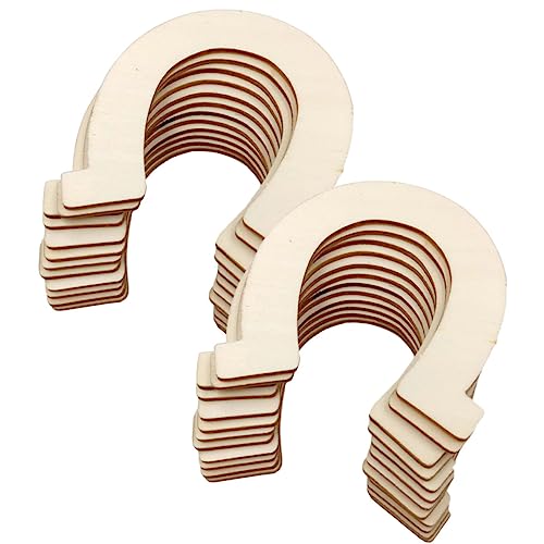 Sewroro 20 Stück DIY Holzscheiben Unvollendete Hufeisenform für Kreative Bastelprojekte Leichte Bemalbare Holzscheiben für Deko und Schulprojekte von Sewroro