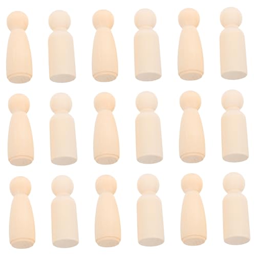 Sewroro 20 Stück Diy Peg Dolls Robustem Holz für Kreative Bastelprojekte Geeignet für Kinderkunst und Malen Jungen und Mädchen Beige von Sewroro