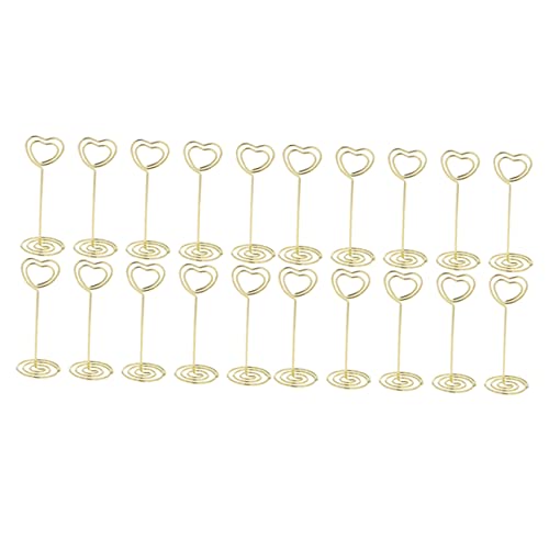 Sewroro 20 Stück Kreative Kartenhalter Herzform Goldene Memo Clips für Tischdekoration für Hochzeiten Weihnachten und Partys von Sewroro