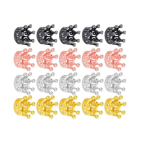 Sewroro 20 Stück Teiliges Mini Kronen Schmuckherstellungszubehör aus Kupfer und funkelnden Steinen Leichte DIY Kronen für Haaraccessoires Taschenanhänger Schmuck Kreative Bastelideen von Sewroro