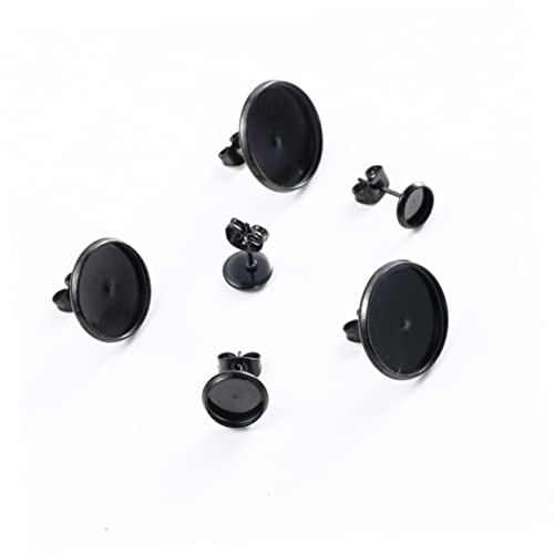 Sewroro 20 Stück Teiliges Ohrstecker Basen Schwarzem Rund DIY Schmuckzubehör Ohrstecker Tray mit Ohrstopper Langlebig und Kreativ für Damen und Mädchen zur Individuellen Ohrschmuck von Sewroro