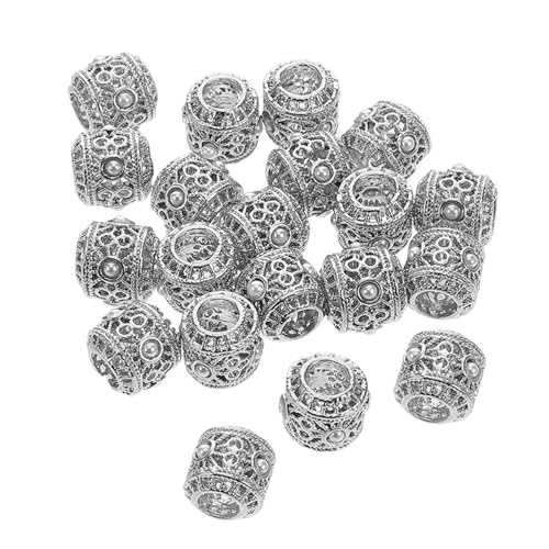Sewroro 20 Stück Teiliges Vintage stil Metallperlen für Schmuckherstellung Kleine Filigrane Zwischenperlen Silberfarbene Lose Perlen zum Basteln von Armbändern und DIY accessoires von Sewroro