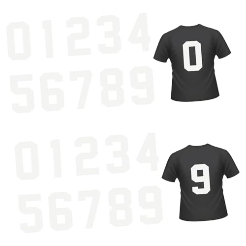 Sewroro 20 Stück Weiße Bügelzahlen Aufbügelbare Heat Transfer Zahlen Aufkleber für DIY Kleidung Dekoration Jeans Jacken T shirts Vests Hüte Rucksäcke Textil Patches von Sewroro