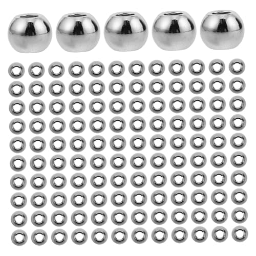 Sewroro 200 Stück Edelstahl Schmuckperlen Runde Abstandshalter Perlen für DIY Armbänder Halsketten Große Bohrung Langlebig Vielseitig Einsetzbar für Schmuckherstellung von Sewroro