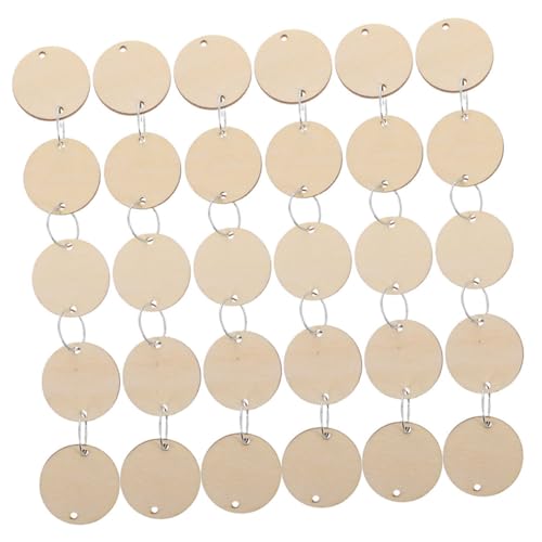 Sewroro 200 Stück Holzscheiben mit Löchern und Stabilen Eisenringen Runde Holzanhänger für DIY Bastelarbeiten Geburtstagskalender Hochzeit und Vielseitige Dekoration von Sewroro