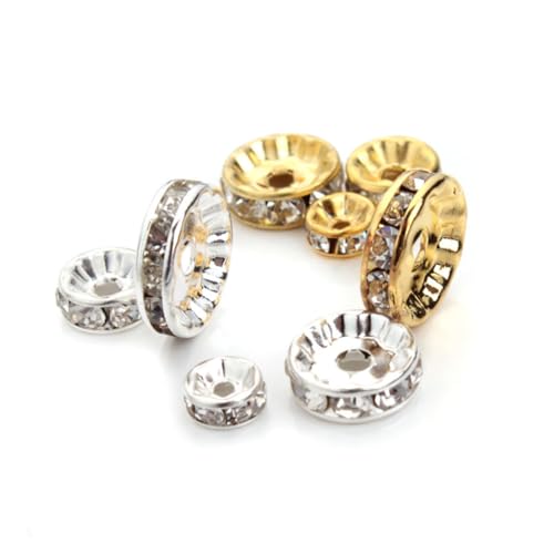 Sewroro 200 Stück Metall radkreis Abstandshalter Perlen Glänzende Schmuck Charms für DIY Armband Basteln Zubehör von Sewroro