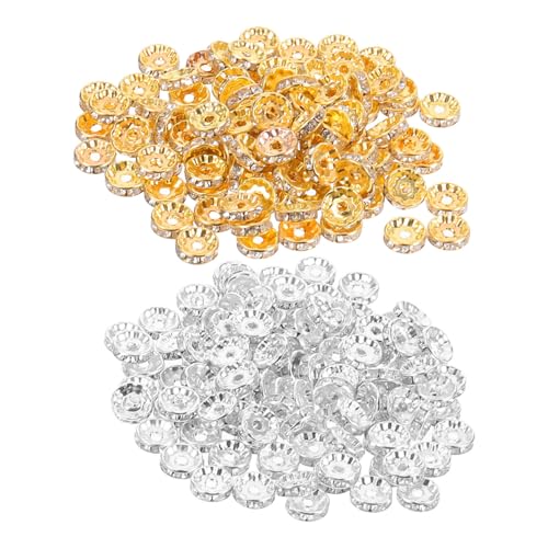 Sewroro 200 Stück Rondelle Spacer Beads mit Strasssteinen Silber und Gold Faderesistente Schmuckperlen für DIY Armbänder Halsketten Ohrringe und Bastelzubehör Sewroro 200 Stück Rondelle Spacer Beads mit Strasssteinen Silber und Gold Faderesistente Schmuckperlen für DIY Armbänder Halsketten Ohrringe und Bastelzubehör von Sewroro