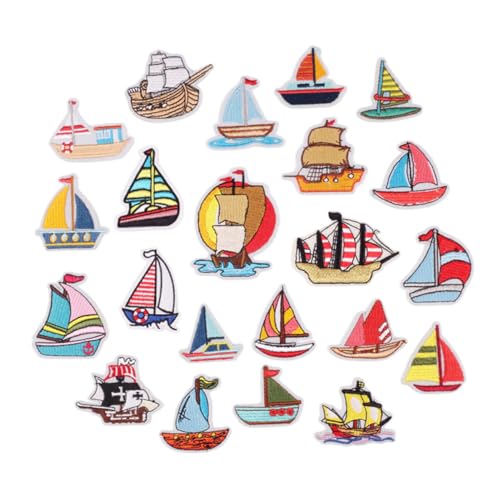 Sewroro 23 Stück Teiliges Applikations Segelboot Stickerei Aufnäher Cartoon Flicken zum Nähen und Dekorieren von Kleidung Jacken Taschen Hüten von Sewroro