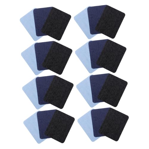 Sewroro 24 Stück Teiliges Jeans reparaturset Bügelflicken für Kleidung Knie Patches aus Strapazierfähigem Denim in Schwarz Dunkel Hellblau Selbstklebend und Vielseitig für DIY von Sewroro