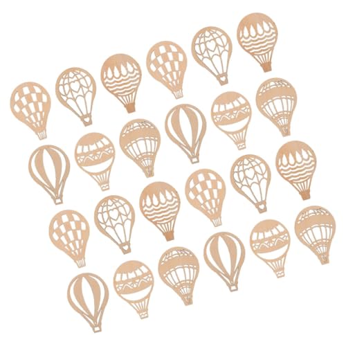 Sewroro 24 Stück Teiliges Unvollendete Holzscheiben in Heißluftballonform Robuste Naturbelassene Holzausschnitte zum Bemalen und Basteln Kindgerechte DIY holzchips für Kreative von Sewroro